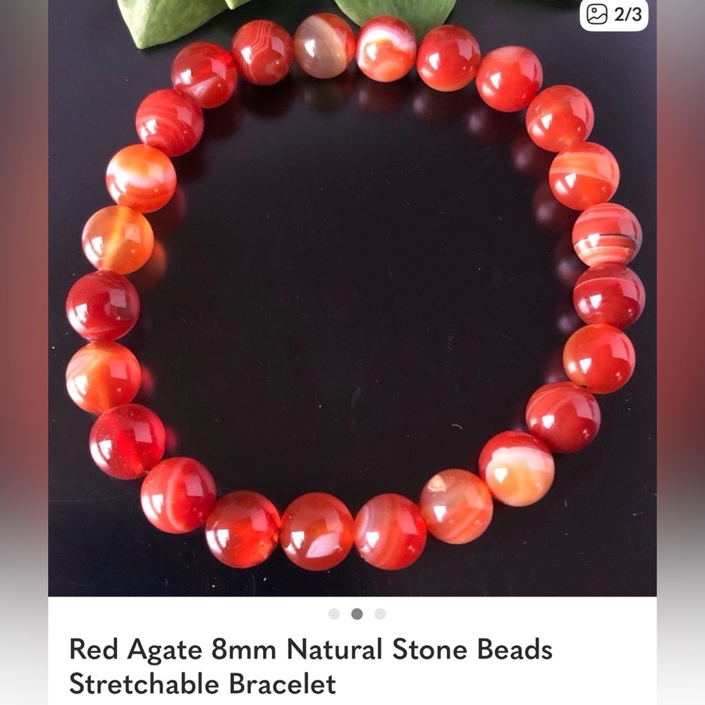 Elegant Red Agate Beaded Bracelet